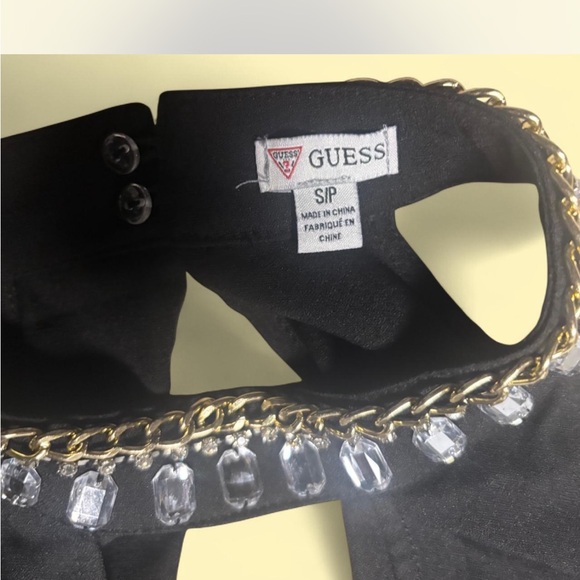 Elegant Guess Black Halter pants suit /romper with Embellished Neckline - Picture 3 of 7